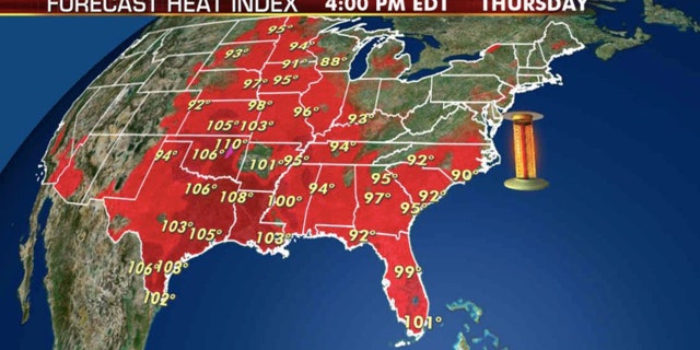Hot weather is forecast to expand into Thursday.