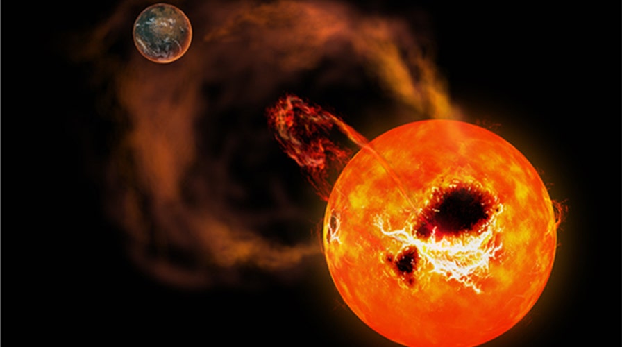 Spectacular solar scene: Burst of radiation erupts from sun