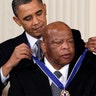 President Barack Obama presents a 2010 Presidential Medal of Freedom to U.S. Rep. John Lewis, D-Ga., during a ceremony in the East Room of the White House in Washington, Feb. 15, 2011.