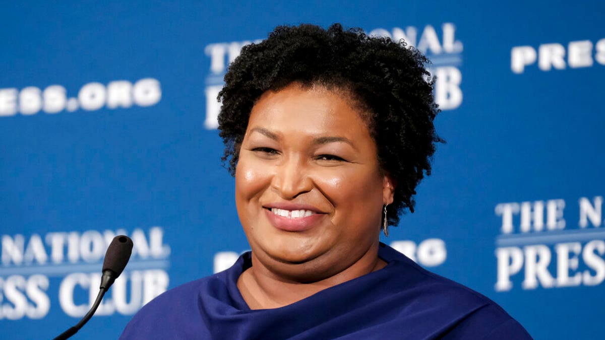 FILE: Former Georgia House Democratic Leader Stacey Abrams, speaks at the National Press Club in Washington.