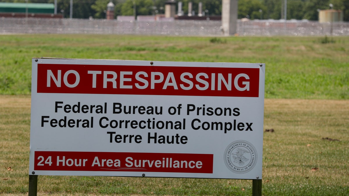 A No Trespassing sign in front of the federal prison complex in Terre Haute, Ind., where the execution is set to take place.