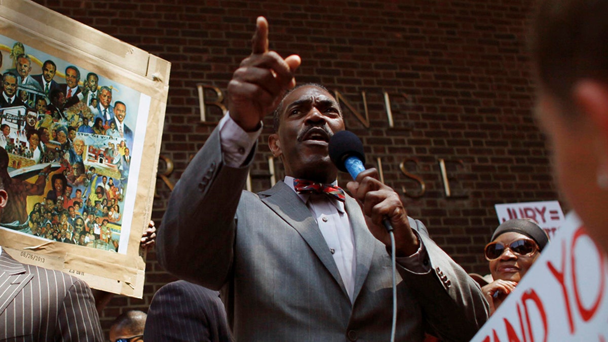 In this July 20, 2013 file photo, Minister Rodney Muhammad speaks to the crowd during the "Justice for Trayvon" rally, outside the federal courthouse in Philadelphia. (AP Photo/ Joseph Kaczmarek, File)