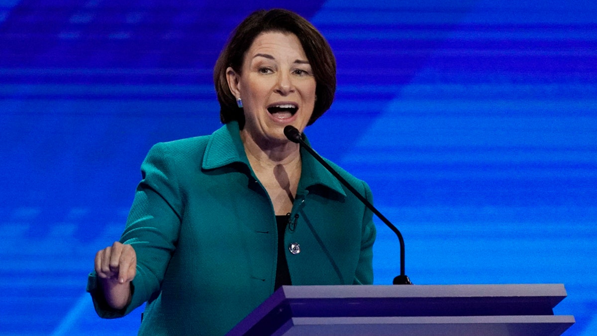 Democratic presidential candidate Sen. Amy Klobuchar, D-Minn., during a Democratic presidential primary debate hosted by ABC at Texas Southern University in Houston on Sept. 12, 2019, (AP Photo/David J. Phillip)