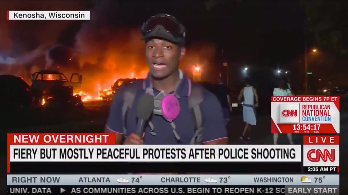 CNN panned for on-air graphic reading &#39;fiery but mostly peaceful protest&#39;  in front of Kenosha fire | Fox News