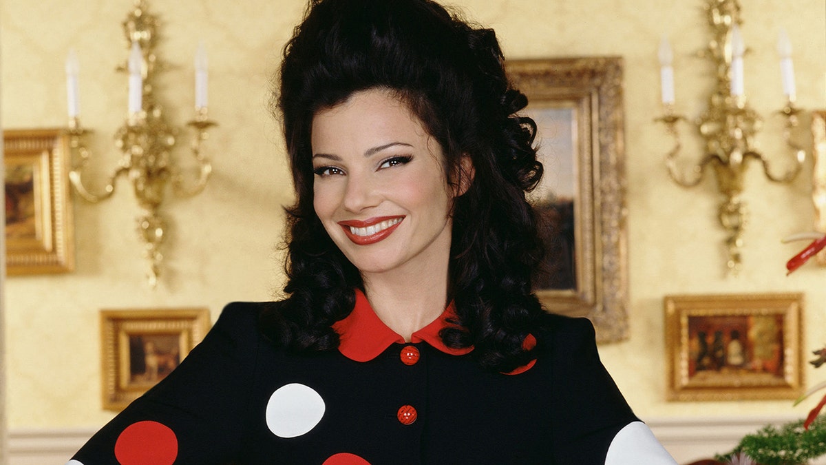 The Nanny star Fran Drescher wears polka dot print sweater
