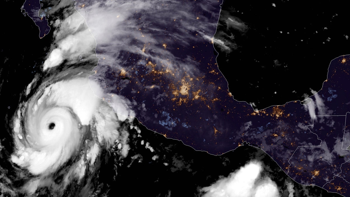 Hurricane Genevieve can be seen off the coast of Mexico on Aug. 18, 2020.