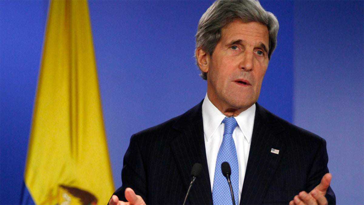 Aug. 12, 2013: Then Secretary of State John Kerry in Bogota, Columbia.