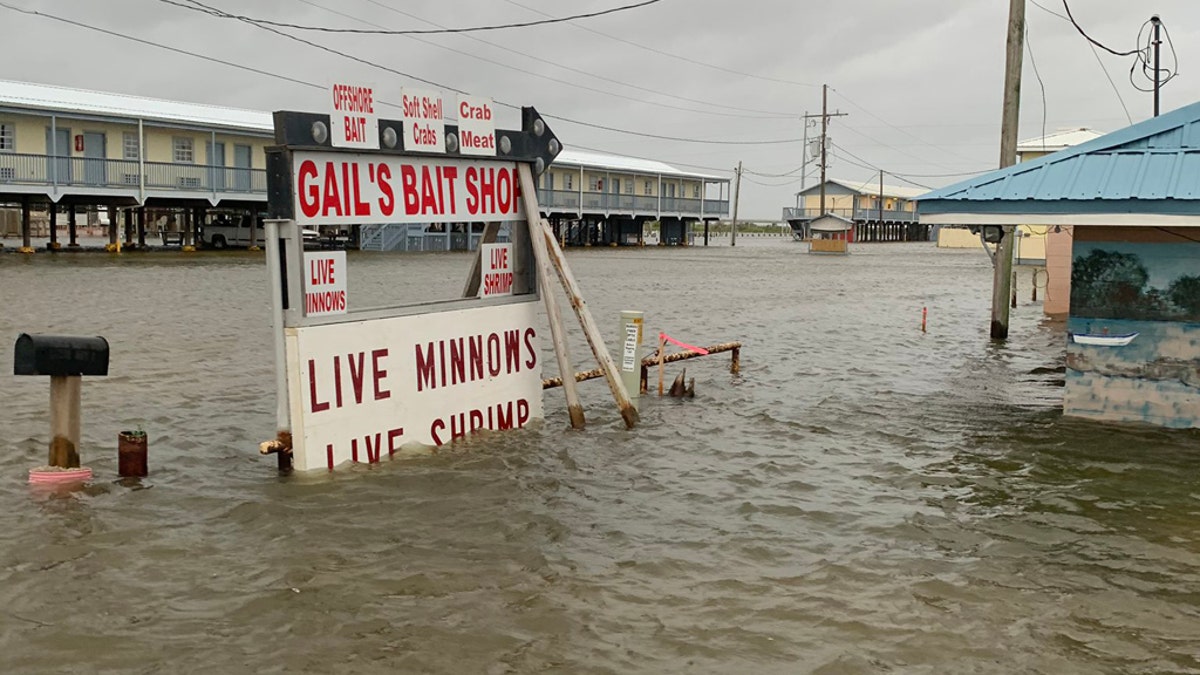 Rising waters from Hurricane Laura's storm surge in Louisiana on Wednesday, Aug. 26, 2020.