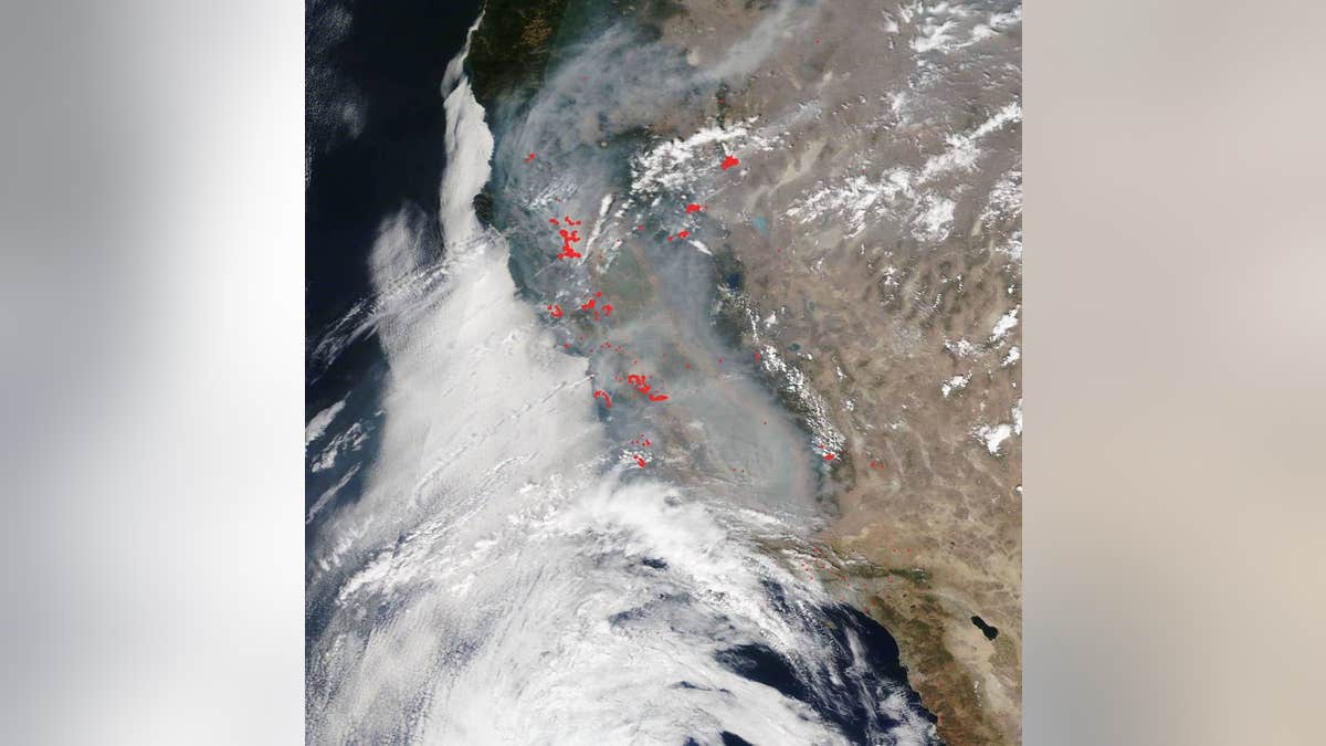 NASA's Terra satellite captured this image of smoke-covered California on Aug. 24, 2020.