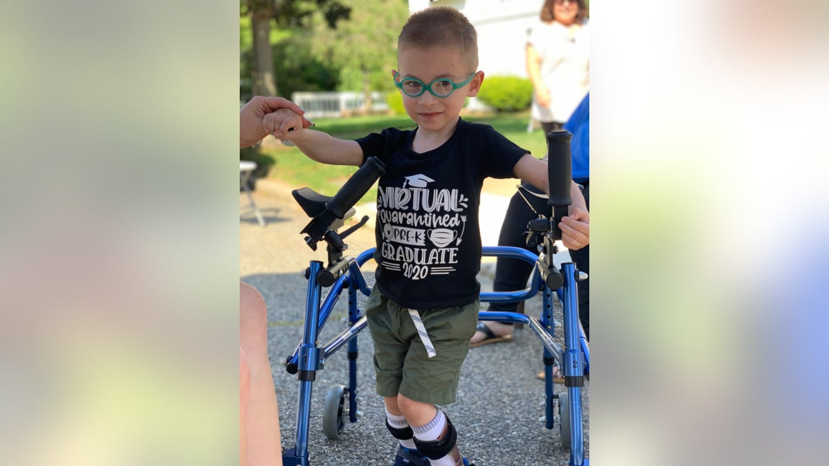 Lucas Spina, 5, suffered a stroke upon birth at 28 weeks and has undergone many surgeries, with more to come. Amid the pandemic, the child is struggling to walk without proper therapy. (Photo courtesy of Danielle Spina, Jamie Scalise)
