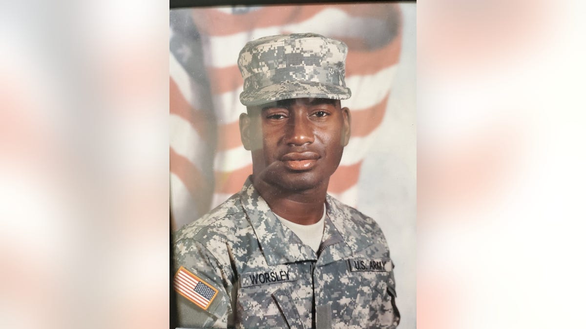 Sean Worlsey in military fatigues. The veteran was arrested for possessing medical marijuana in Alabama. (Photo courtesy of Eboni Worsley.)