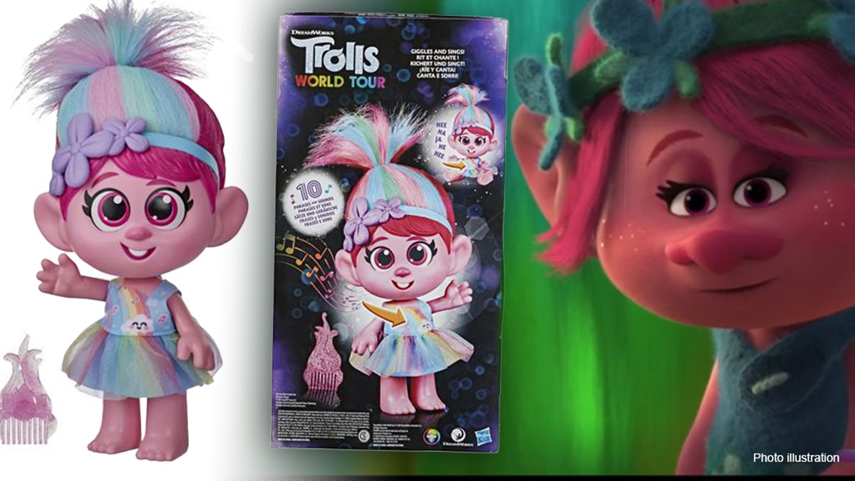 Hasbro pulled its "Trolls World Tour Giggle and Sing Poppy Doll." (Hasbro). 