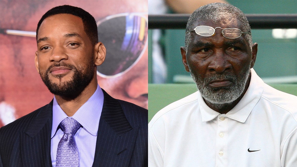 Will Smith (left) portrays tennis coach Richard Williams (right) in the film 'King Richard,' due for release in 2021.