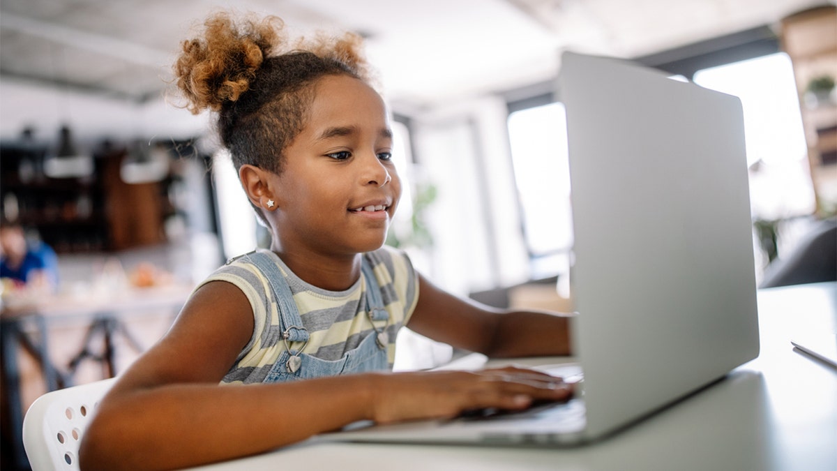 Girl spending time with notebook computer.