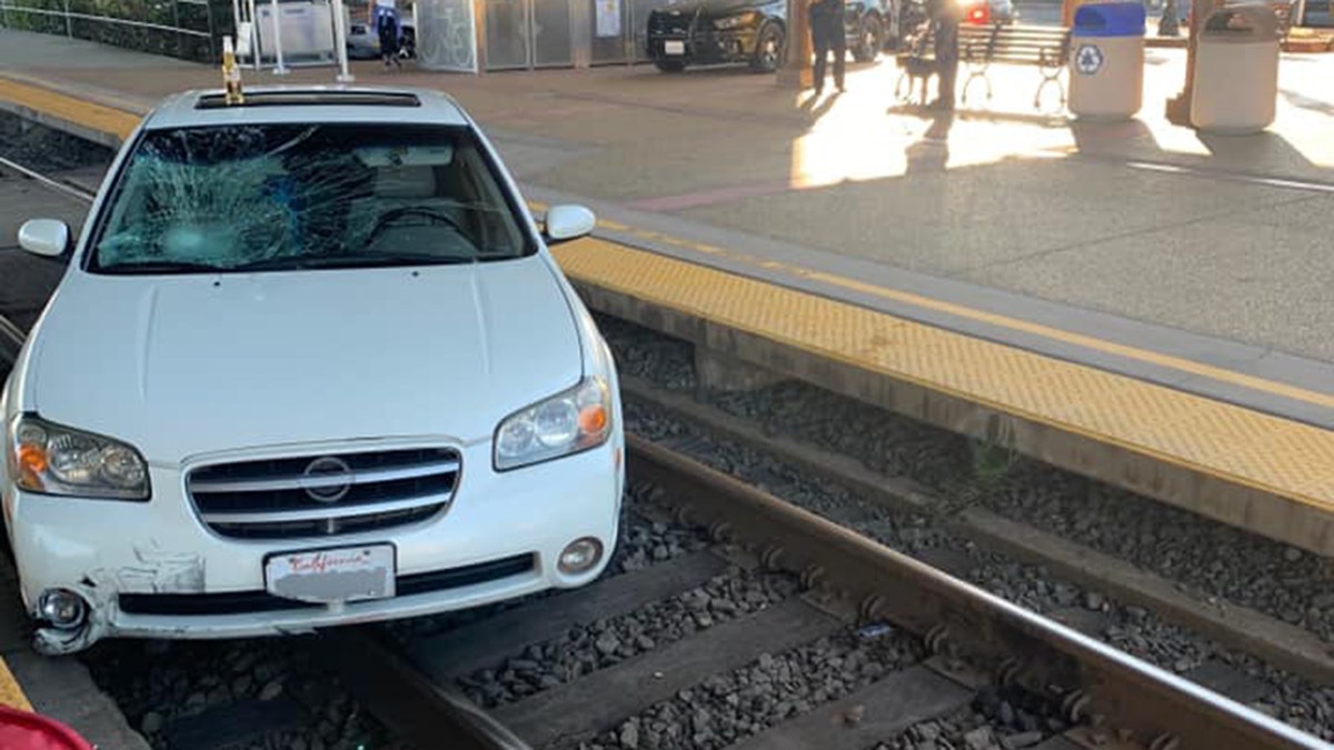 A man was transported to an area hospital after being struck by a vehicle while on a train station platform in Suisun City, Calif., on Saturday