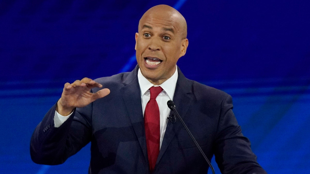 Democratic presidential candidate Sen. Cory Booker, D-N.J. during a Democratic presidential primary debate Texas Southern University in Houston on Sept. 12, 2019. (AP Photo/David J. Phillip)