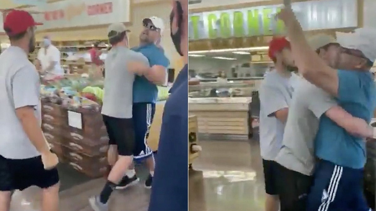 Video footage has gone viral of a man, pictured, having an anti-mask meltdown in an Arizona food store.