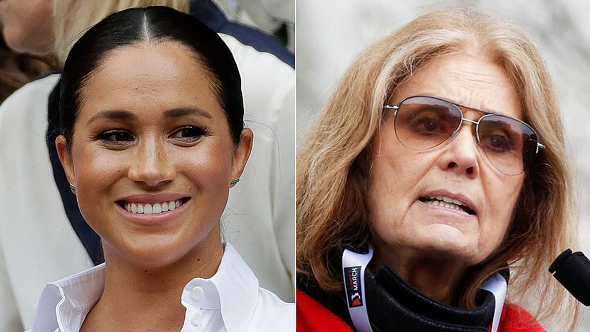 Meghan Markle, Duchess of Sussex (left), spent time cold-calling voters with social activist Gloria Steinem (right).