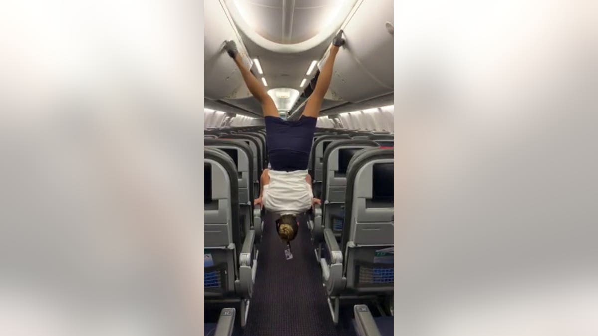 The woman, who has been a flight attendant for than six years said it was much harder than she makes it seem in the short clip.