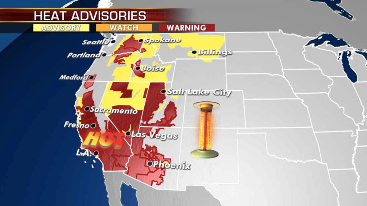 Excessive heat warnings and advisories stretch across the West on Monday, Aug., 17, 2020.