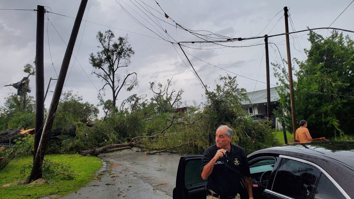 Damage in DeLand, Fla., after a "likely" tornado roared through the area on Tuesday, Aug. 18, 2020.