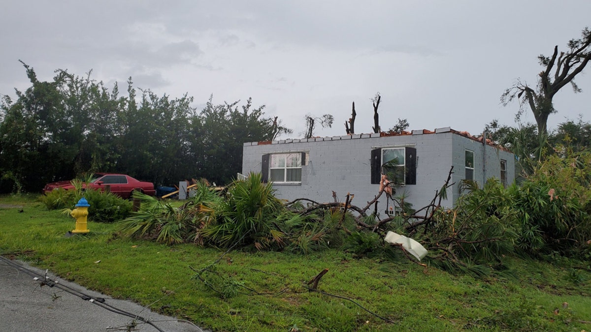 Damage in DeLand, Florida after a "likely" tornado roared through the area on Tuesday, Aug. 18, 2020.