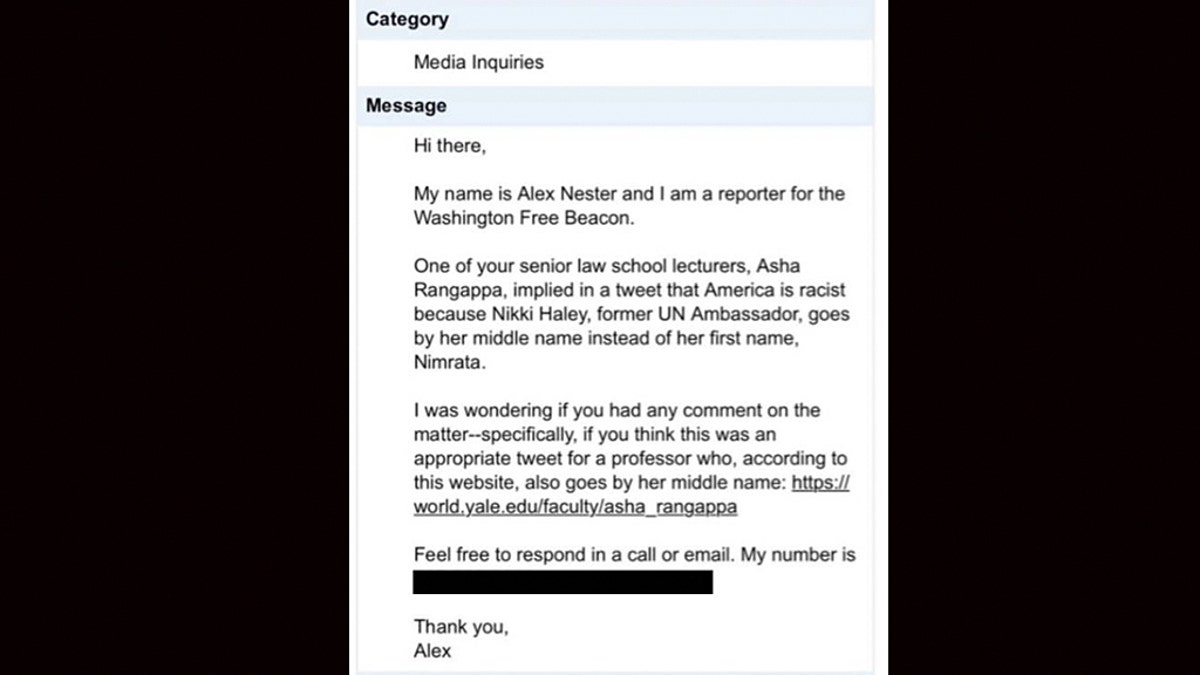 CNN's Asha Rangappa did not black out Alex Nester’s phone number when she shared this email with her 630,000-plus followers.