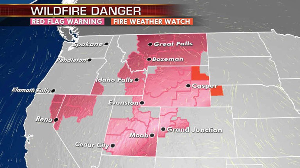 The wildfire danger for across the West for Wednesday, Aug. 12, 2020.