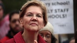 CHICAGO, ILLINOIS - OCTOBER 22: Democratic presidential candidate Sen. Elizabeth Warren (D-MA) visits with striking Chicago teachers at Oscar DePriest Elementary School on October 22, 2019 in Chicago, Illinois. About 25,000 Chicago school teachers went on strike last week after the Chicago Teachers Union (CTU) failed to reach a contract agreement with the city. With about 300,000 students, Chicago has the third largest public school system in the nation. (Photo by Scott Olson/Getty Images)