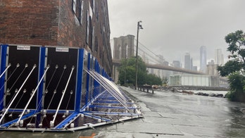 With Isaias approaching, flood barriers protect historic Brooklyn waterfront building