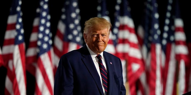 President Donald Trump speaks from the South Lawn of the White House on the fourth day of the Republican National Convention, Thursday, Aug. 27, 2020, in Washington. (AP Photo/Alex Brandon)