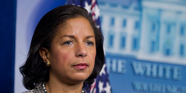 Then-national security adviser Susan Rice listens to reporters questions during a news briefing at the White House in Washington, March 21, 2014. (Associated Press)