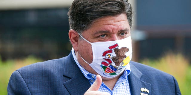 Illinois Gov. J.B. Pritzker is seen in Rockford, Ill., July 29, 2020. (Associated Press)