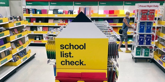 Back-to-school supplies await shoppers at a store on Sat., July 11, 2020, in Marlborough, Mass., in this file photo.