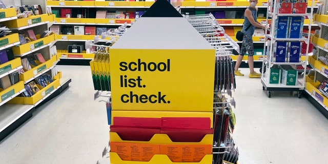 Back-to-school supplies await shoppers at a store on Sat., July 11, 2020, in Marlborough, Mass., in this file photo.