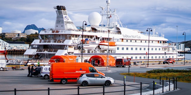 The cruise ship SeaDream 1 at the quay in Bodoe, Norway, Wednesday Aug. 5, 2020. The cruise ship with 123 passengers on board and a crew of 85 has docked in the Norwegian harbor of Bodoe but no one can disembark after a former passenger from Denmark tested positive for the coronavirus upon returning home. (Associated Press)