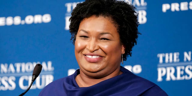 FILE: Former Georgia House Democratic Leader Stacey Abrams, speaks at the National Press Club in Washington.