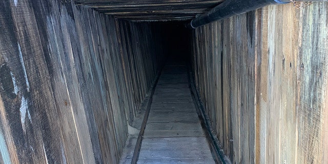 This photo provided by U.S. Immigration and Customs Enforcement shows a section of an incomplete tunnel intended for smuggling, found stretching from Arizona to Mexico. (Courtesy of ICE via AP)