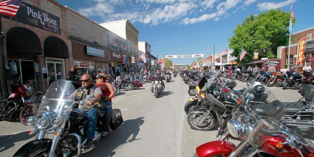 Thousands of bikers rode through the streets for the opening day of the 80th annual Sturgis Motorcycle rally Aug. 7 in Sturgis, S.D. (AP Photo/Stephen Groves)