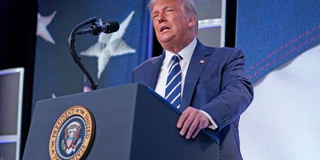 President Donald Trump speaks to the 2020 Council for National Policy Meeting, Friday, Aug. 21, 2020, in Arlington, Va. (AP Photo/Evan Vucci)