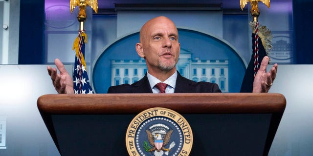 Food and Drug Administration commissioner Dr. Stephen Hahn speaks during a media briefing in the James Brady Briefing Room of the White House, Sunday, Aug. 23, 2020, in Washington.