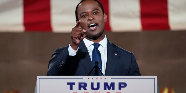 Kentucky Attorney General Daniel Cameron speaks during the Republican National Convention from the Andrew W. Mellon Auditorium in Washington, Tuesday, Aug. 25, 2020. (Associated Press)