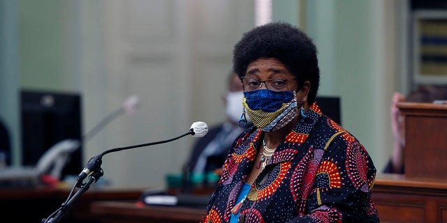 California Assemblywoman Shirley Weber, D-San Diego, calls on lawmakers to create a task force to study and develop reparation proposals for African-Americans, during an Assembly session in Sacramento, June 11, 2020. (Associated Press)