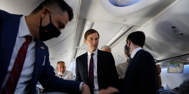 After historic Israel-UAE flight, other Muslim-majority countries considering to follow suit 2 U.S. President Donald Trump's senior adviser Jared Kushner, center, speaks with passengers during a flight on an Israeli El Al plane bound for Abu Dhabi, United Arab Emirates, Monday, Aug. 31, 2020. The plane carrying a delegation of Israeli and American officials landed in Abu Dhabi after flying in from Israel in the first-ever direct commercial passenger flight to the UAE. The Israeli flag carrier’s flight Monday marks the implementation of the historic U.S.-brokered deal to normalize relations between the two nations. (Nir Elias/Pool Photo via AP)