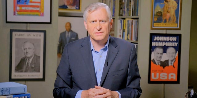 MSNBC contributor Jon Meacham tore into President Trump on Thursday night with a Democratic National Convention speech. (Democratic National Convention via AP)