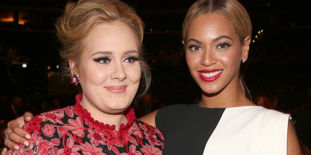 Adele and Beyonce attends the 55th Annual GRAMMY Awards at STAPLES Center on February 10, 2013 in Los Angeles, California. (Photo by Christopher Polk/Getty Images for NARAS)