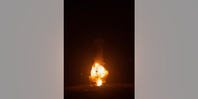 An Air Force Global Strike Command unarmed Minuteman III intercontinental ballistic missile launches during a test at 12:21 a.m. Pacific Daylight Time, Aug. 4, 2020, at Vandenberg Air Force Base, Calif.