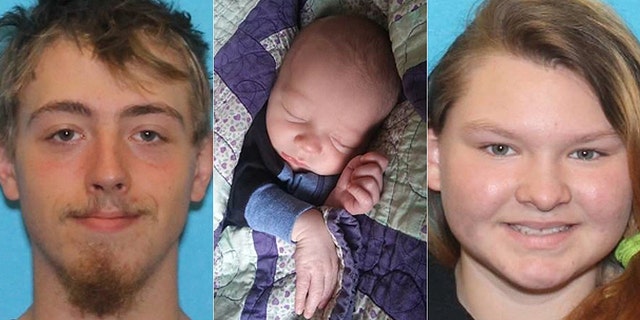 Andrew Lawrence Warner, 20, his son, 6-month-old Lucas James Warner, and Hayli Emerson, 19, may be headed for the Bob Marshall Wilderness, Wyoming, North Dakota, or South Dakota. (Montana Department of Justice) 