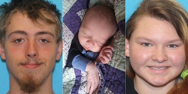 Andrew Lawrence Warner, 20, his son, 6-month-old Lucas James Warner, and Hayli Emerson, 19, may be headed for the Bob Marshall Wilderness, Wyoming, North Dakota, or South Dakota. (Montana Department of Justice)