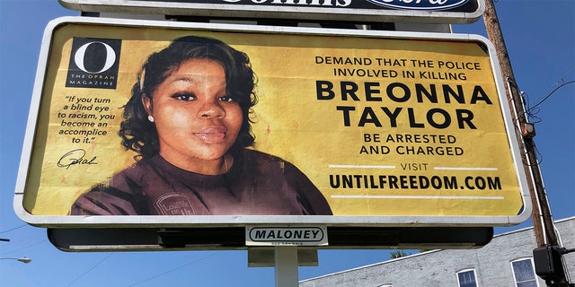 A billboard sponsored by O, The Oprah Magazine, is on display with a photo of Breonna Taylor, Friday, Aug. 7, 2020 in Louisville. (AP)